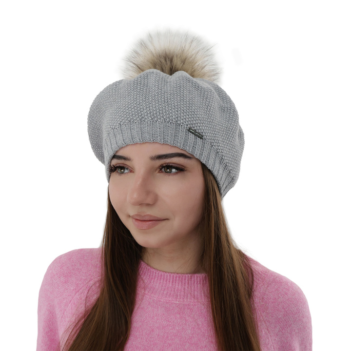 Baskenmütze Winter Damen aus Merinowolle in Grau Bonnie