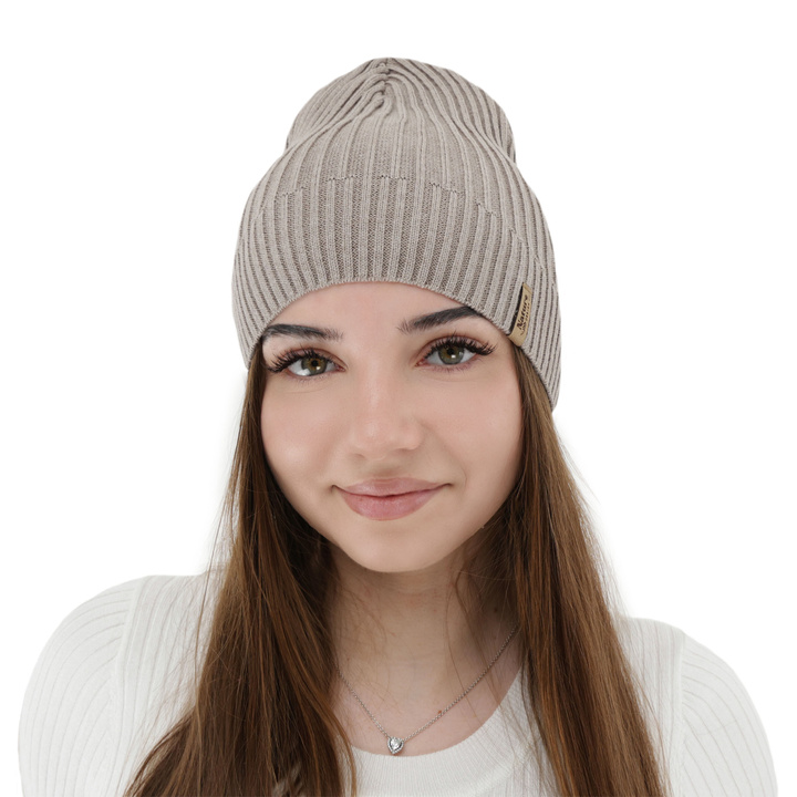 Damen Herbst und Frühlings Mütze, mit Baumwolle, beige, Mirona