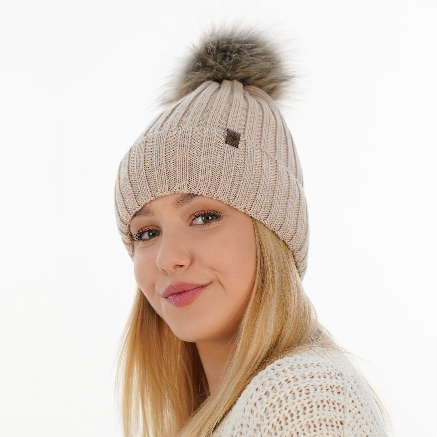 Wintermütze Damen aus Merinowolle in Grau Texa