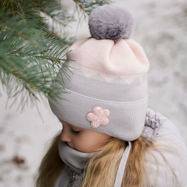 Winterset Mädchen: Mütze und Schlauchschal mit Bommel Rosa Danka