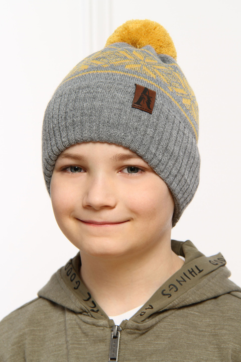 Wintermütze Jungen mit Bommel Schwarz Marwin