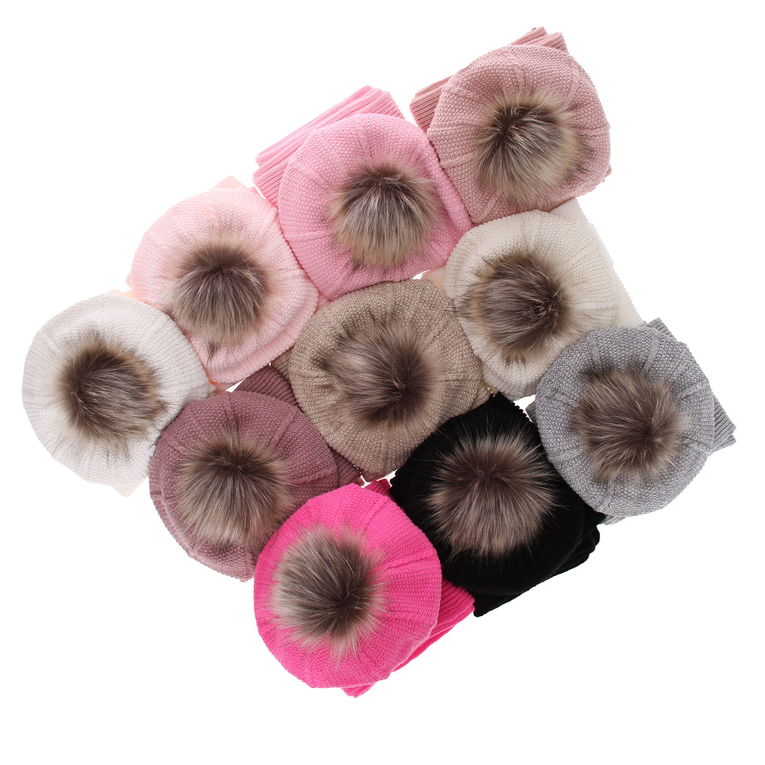 Winterset Mädchen: Mütze und Schal mit Bommel Rosa Elif