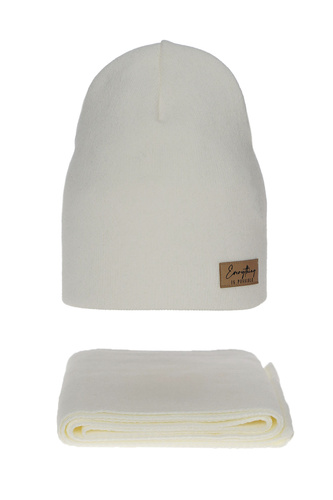 Herbst und Frühlingsset Damen: Mütze und Schal Cremefarben Zula