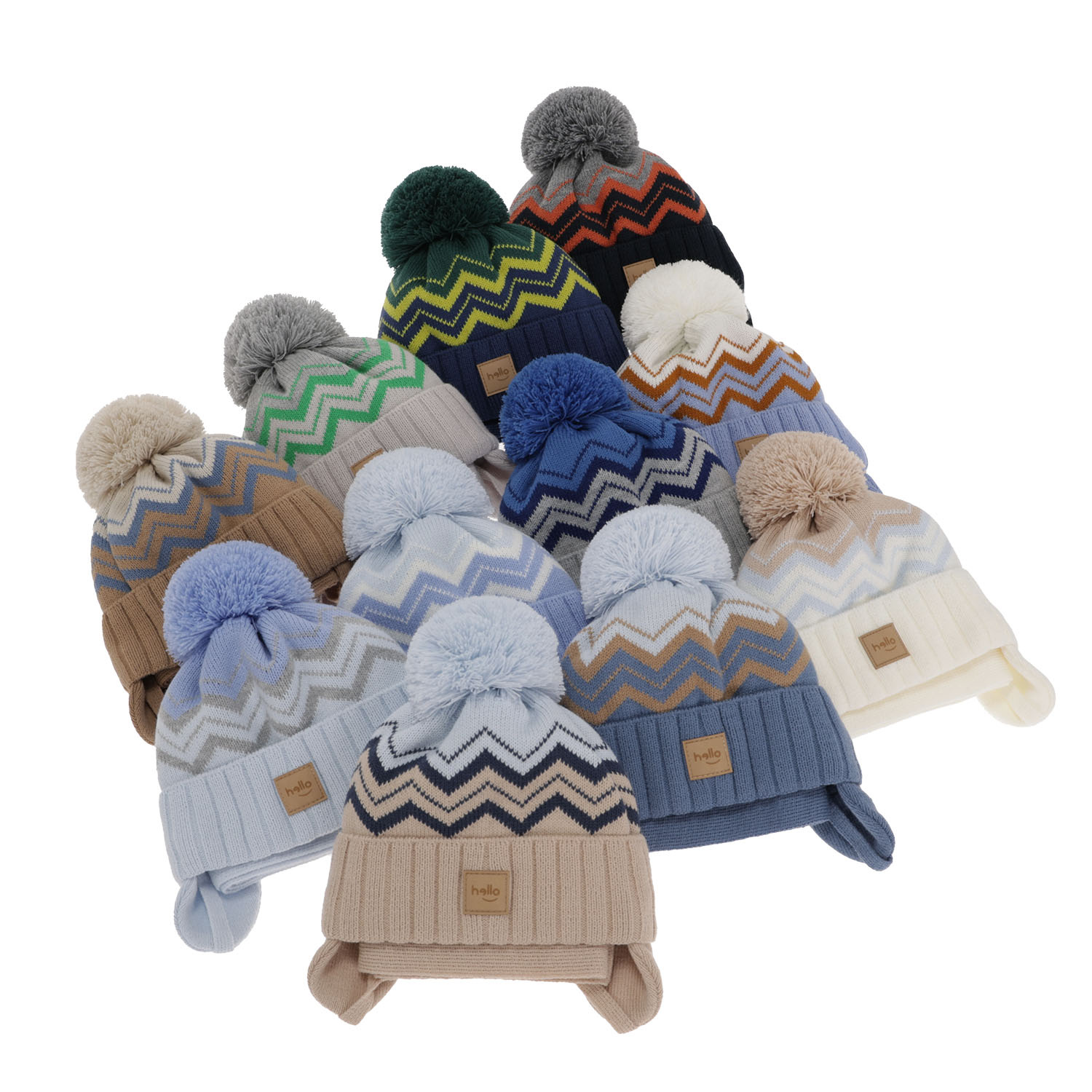 Winterset Jungen: Mütze und Schal mit Bommel Camel Marcus