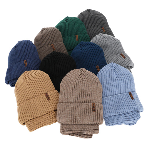 Winterset Jungen: Mütze und Schlauchschal, braun, mit Merinowolle, Colton