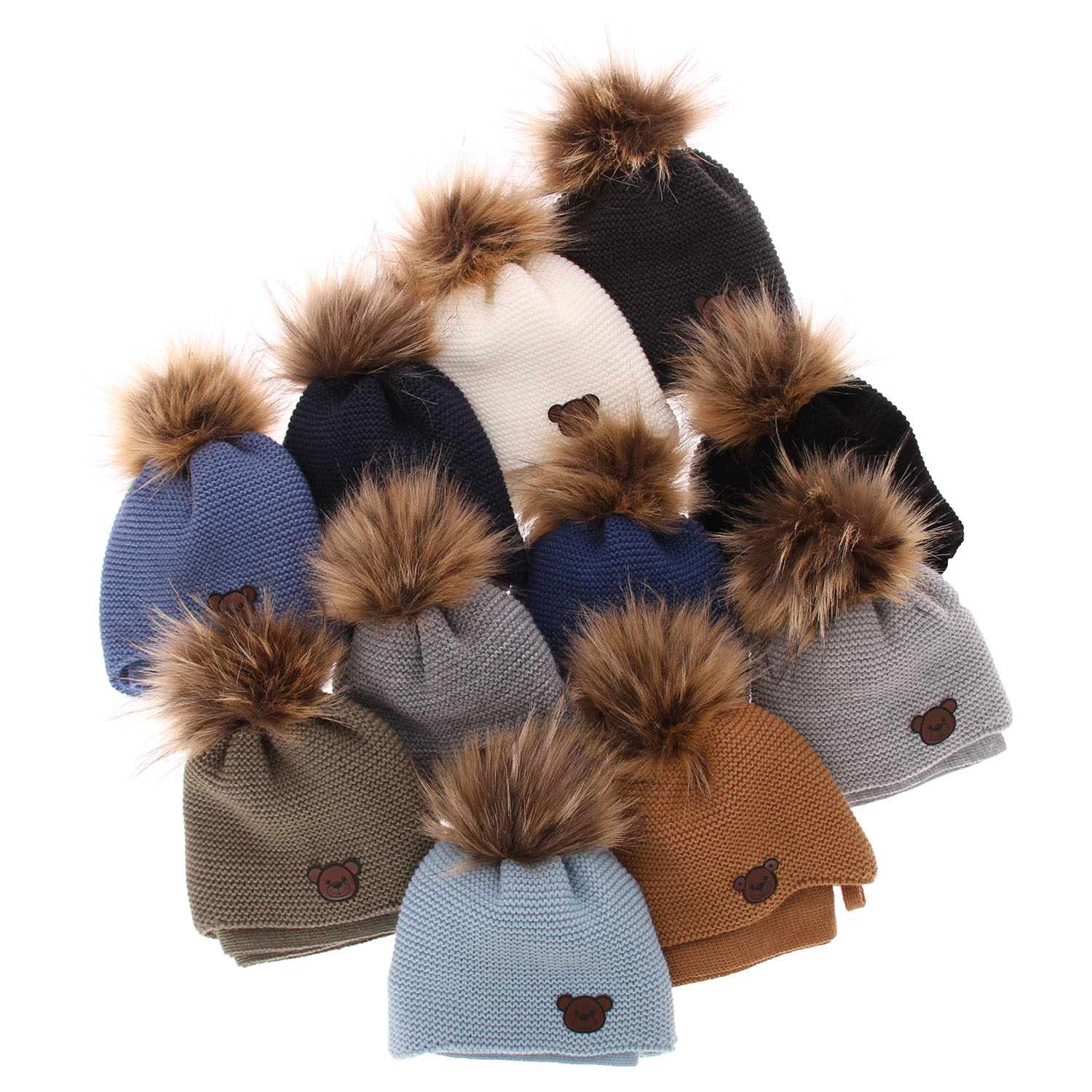 Winterset Jungen: Mütze und Schal mit Bommel Schwarz Banksi