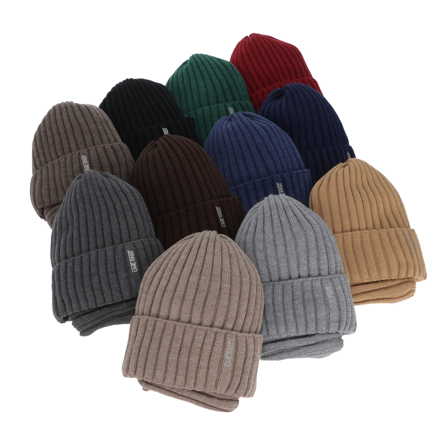 Winterset Jungen: Mütze und Schlauchschal, Winter, granatowy, mit Merinowolle, podszyty polarem, Banasko