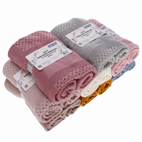 Baby und Kinder Decke aus 50% Bambus-Fasern, 50% Bamwolle Grau Domino