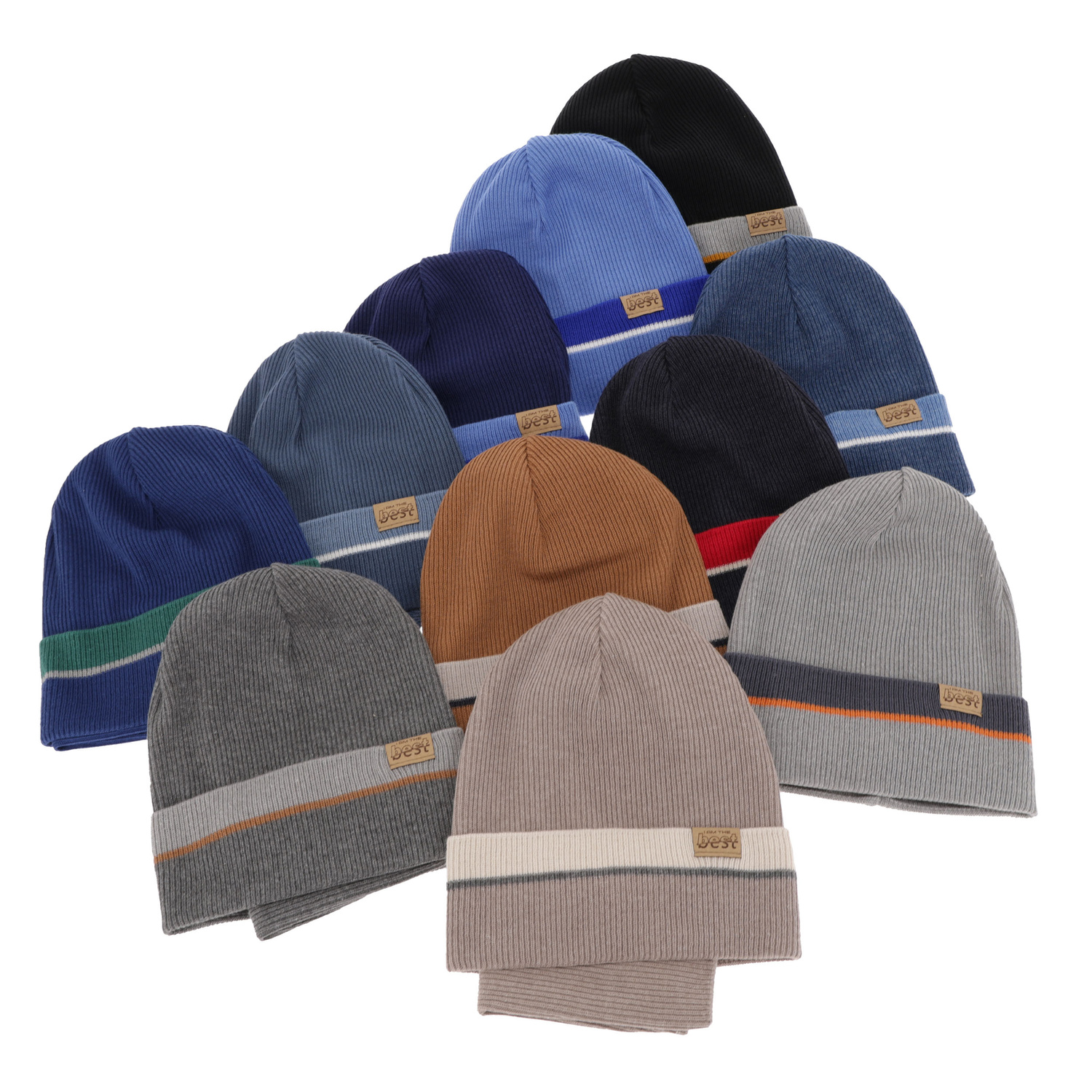 Herbst und Frühlingsset Jungen: Mütze und Schlauchschal, mit Baumwolle, Beige Antonio