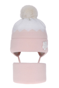 Winterset Mädchen: Mütze und Schlauchschal mit Bommel Rosa Danka