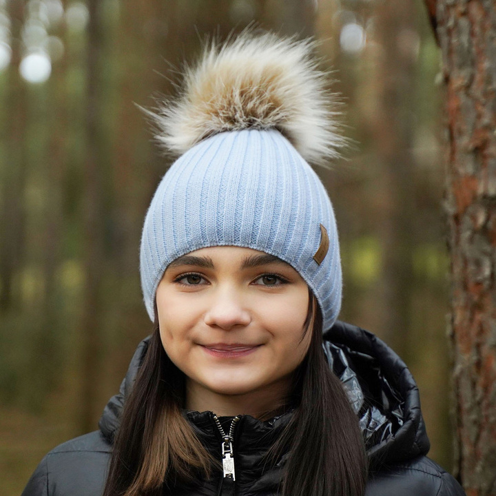 Wintermütze für Mädchen mit Bommel Rosa Werbena