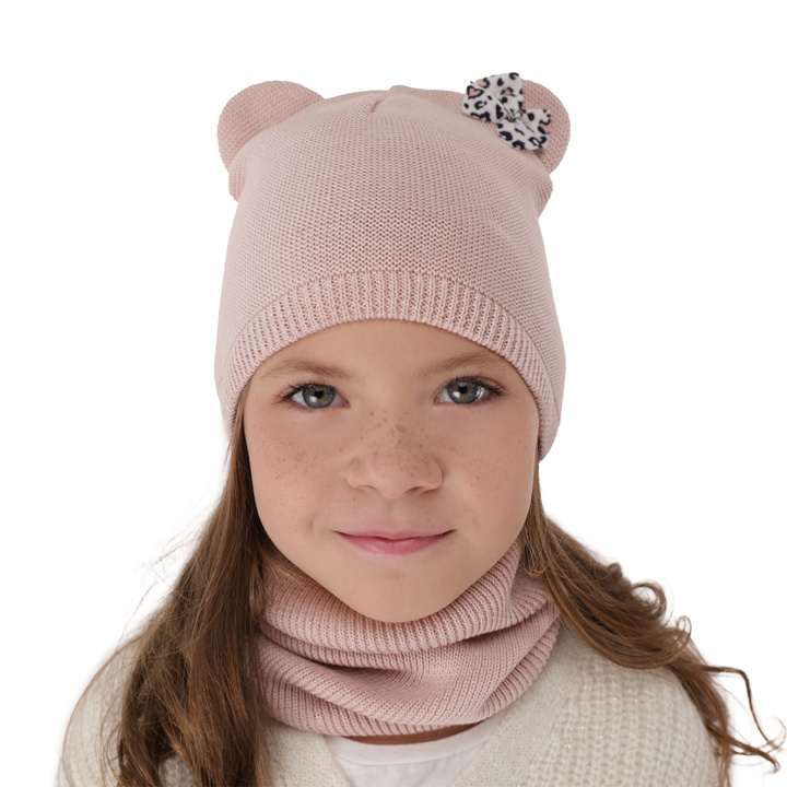 Herbst und Frühlingsset Mädchen: Mütze und Schlauchschal Violett Nicolette