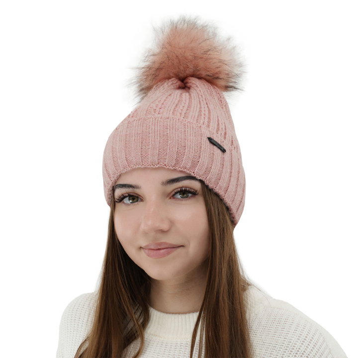 Wintermütze Damen mit Bommel Rosa Karizma