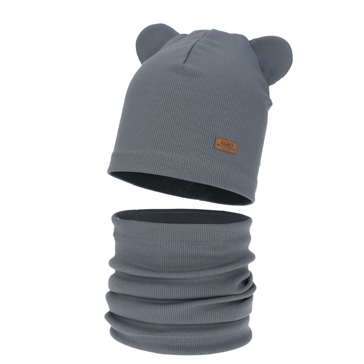 Mütze und Schlauchschal für Jungen, Herbst und Frühlingsset, grau Gregory