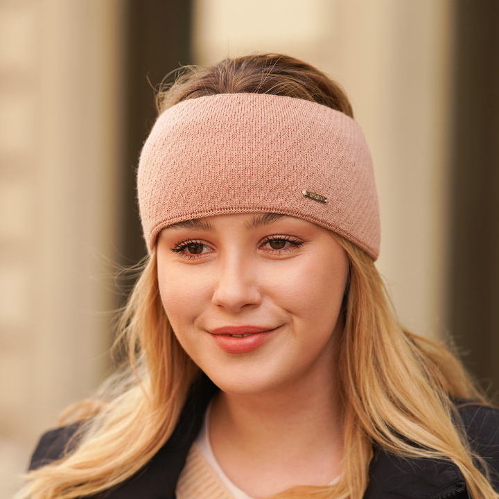 Stirnband Damen aus Merinowolle in Rosa Katrina