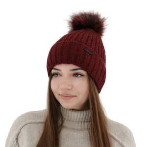 Wintermütze Damen mit Bommel Schwarz Karizma