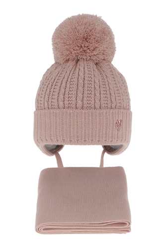 Winterset Mädchen: Mütze und Schal mit Bommel Rosa Marisa