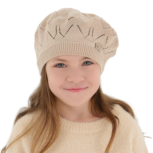 Beret für Mädchen Herbst und Frühling, beige, Liveria