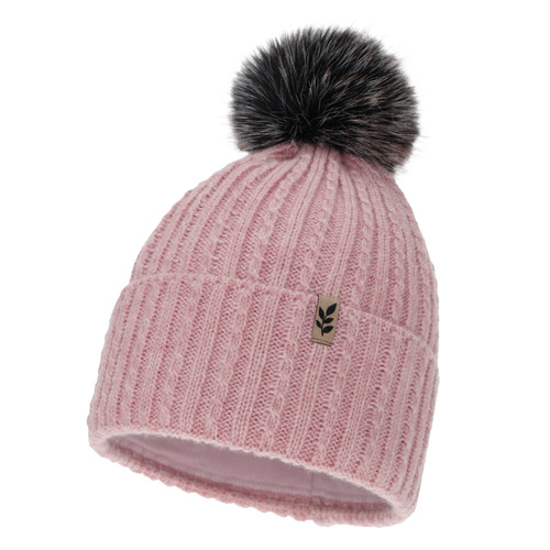 Wintermütze Damen, rosa, mit Bommel, Calista