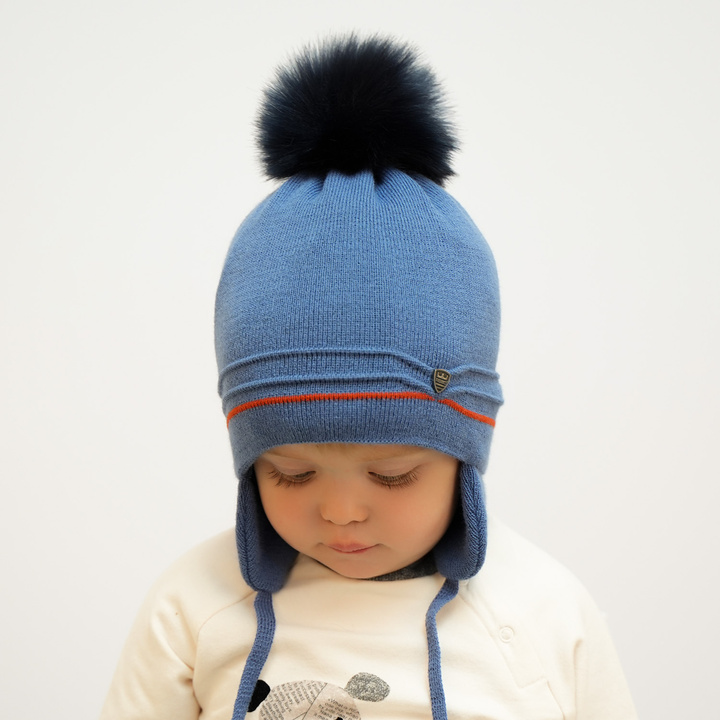 Winterset Jungen: Mütze und Schlauchschal mit Bommel Schwarz Burgund