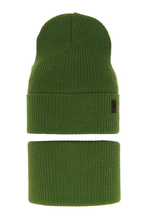 Herbst und Frühlingsset Jungen: Mütze und Schlauchschal, mit Baumwolle, Grün Dragon