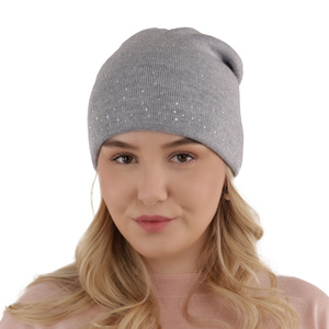 Wintermütze Damen aus Merinowolle in Grau Minerwa