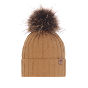 Wintermütze Damen mit Bommel Camel Loara