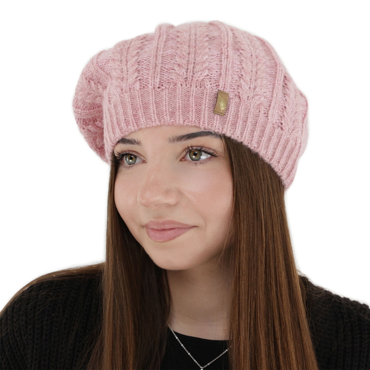 Winterberet Damen, rosa, mit Merinowolle, Senja