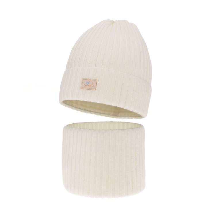 Winterset für Mädchen: Mütze und Schlauchschal in Cremefarben Tampa