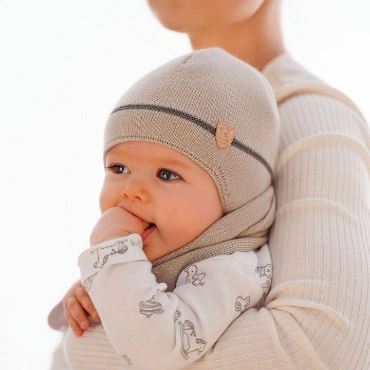 Winterset Jungen: Mütze und Schal Cremefarben Musso