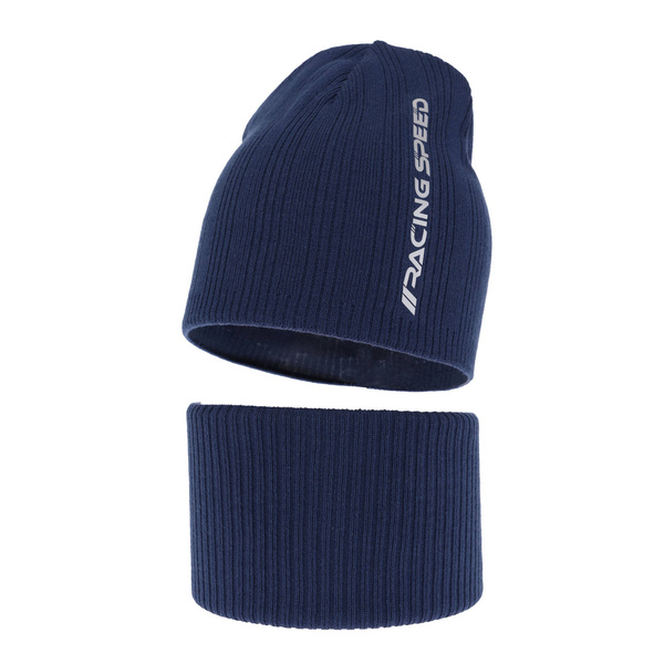 Herbst und Frühlingsset Jungen: Mütze und Schlauchschal Navy Blau Kolorado