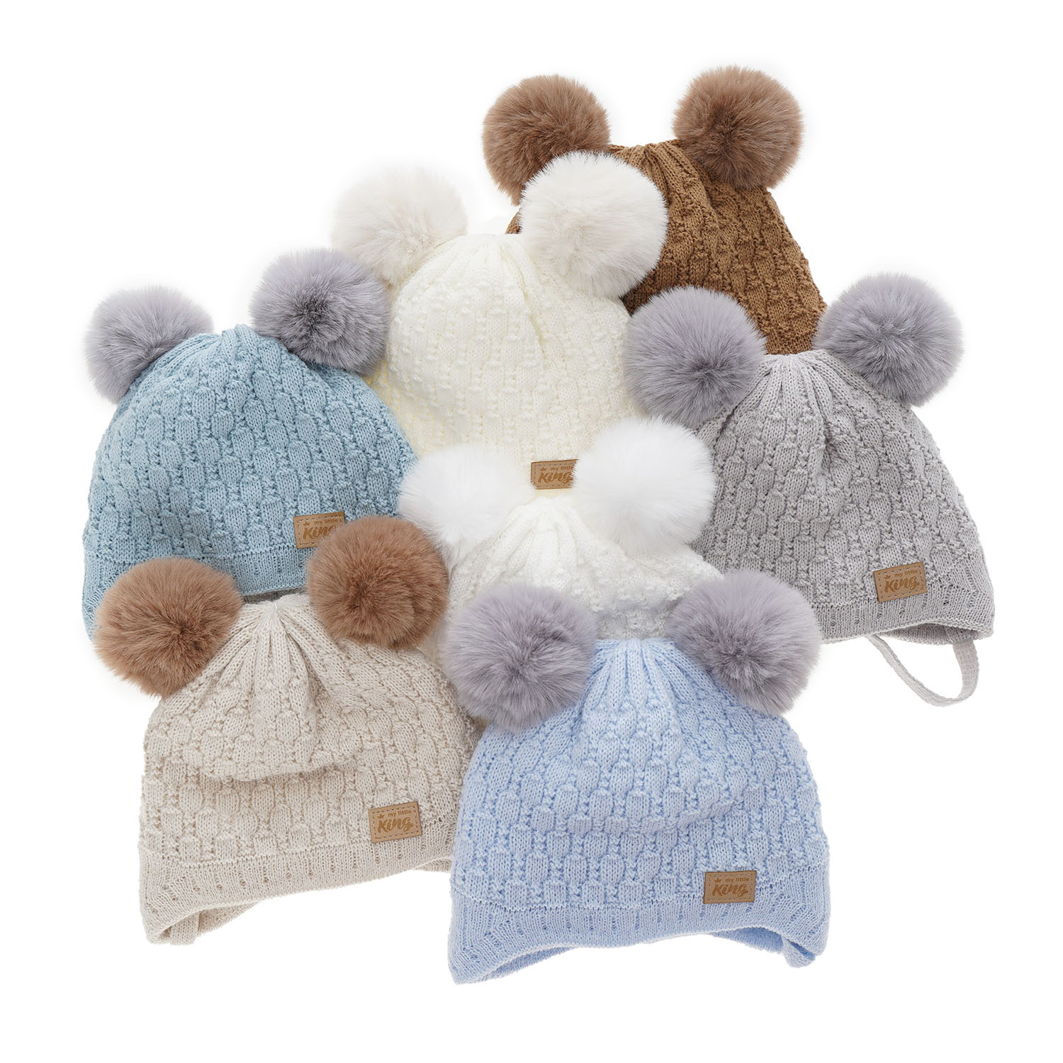 Wintermütze Jungen mit zwei Bommeln Blau Enzo