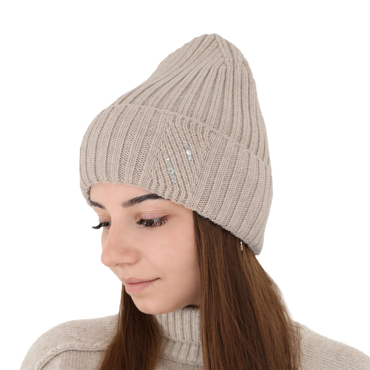 Wintermütze Damen 100% extrafeine Merinowolle Grau Ariga