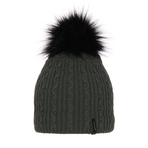 Wintermütze Damen mit Bommel Grün Xena