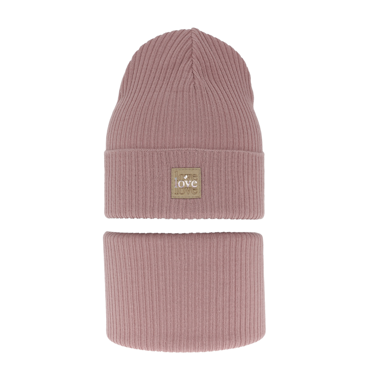 Herbst und Frühlingsset Mädchen: Mütze und Schlauchschal, mit Baumwolle, Rosa Furora