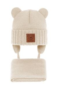 Winterset Jungen: Mütze und Schal Beige Petit
