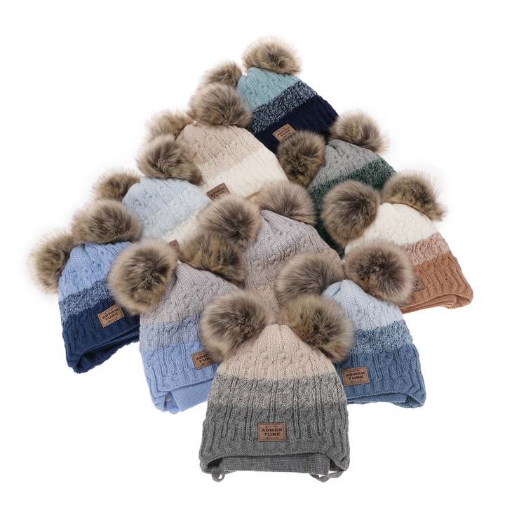 Winterset Jungen: Mütze und Schal mit zwei Bommeln Beige Platon