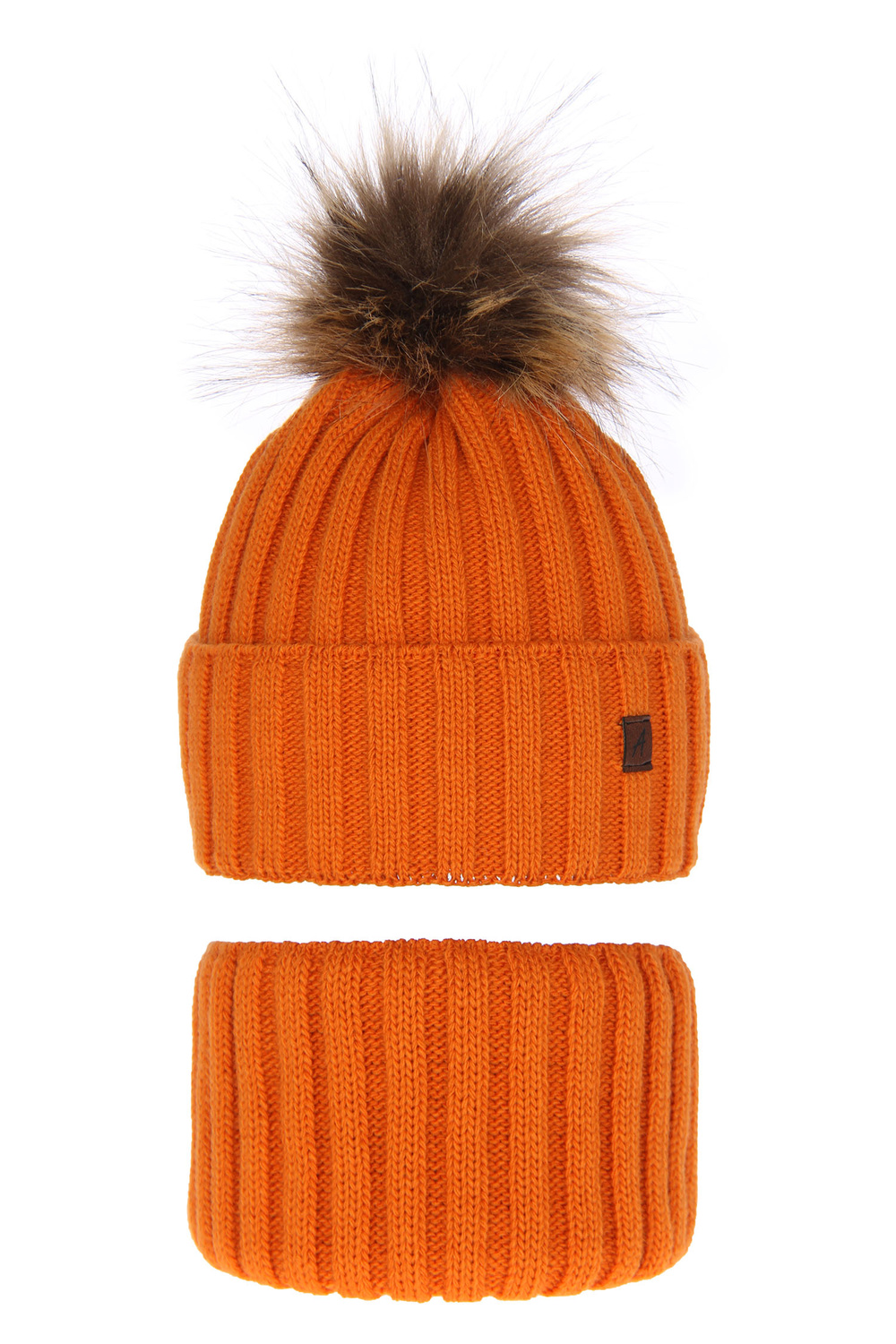 Winterset für Jungen: Mütze und Schlauchschal Orange Wiliam