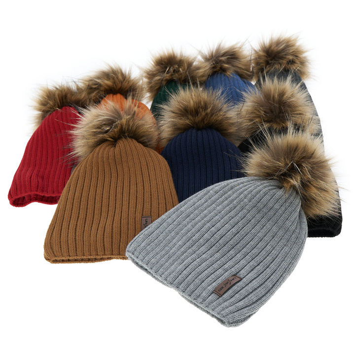 Wintermütze Jungen mit Bommel Orange Amur