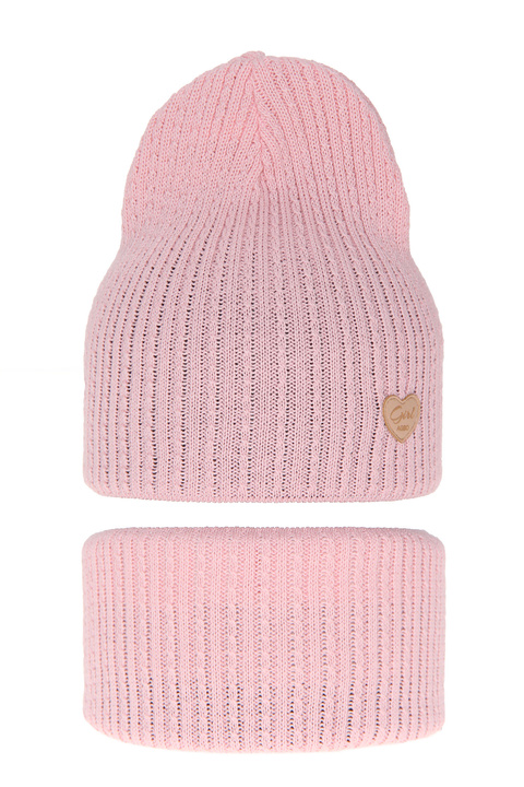 Herbst und Frühlingsset Mädchen: Mütze und Schlauchschal Rosa Wega