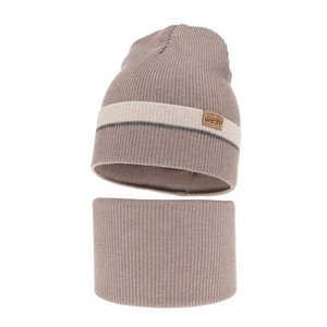 Herbst und Frühlingsset Jungen: Mütze und Schlauchschal Beige Antonio