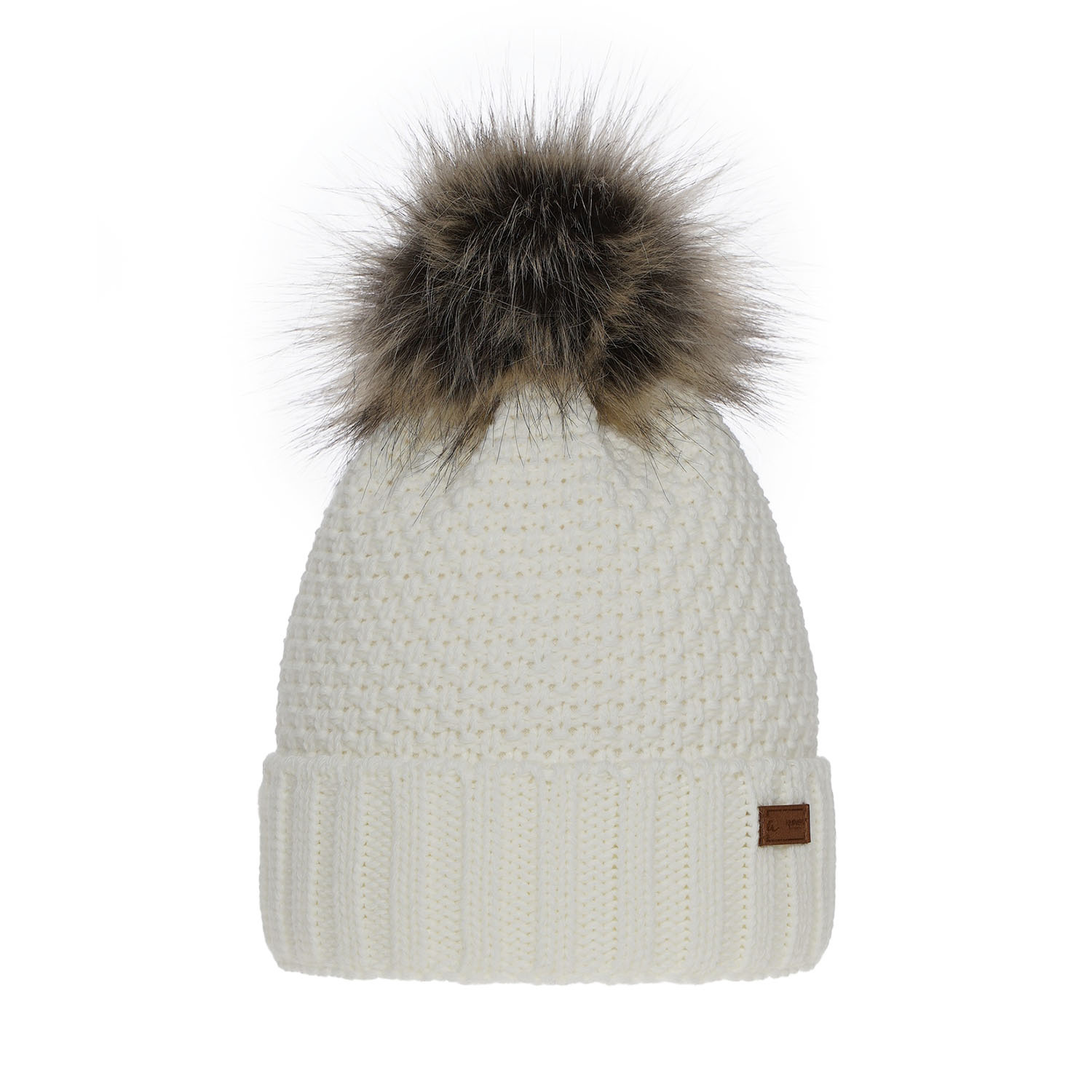 Wintermütze für Mädchen mit Bommel Cremefarben Pola