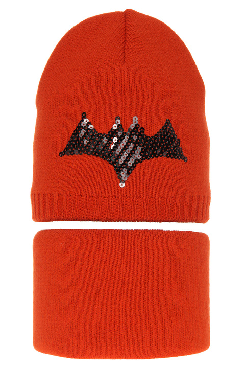 Winterset Jungen: Mütze und Schlauchschal Orange Master
