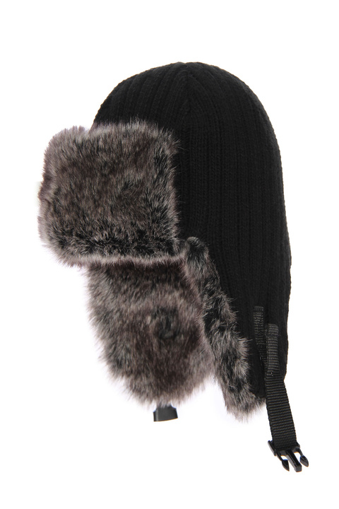 Wintermütze Herren mit Ohren Schwarz Atom
