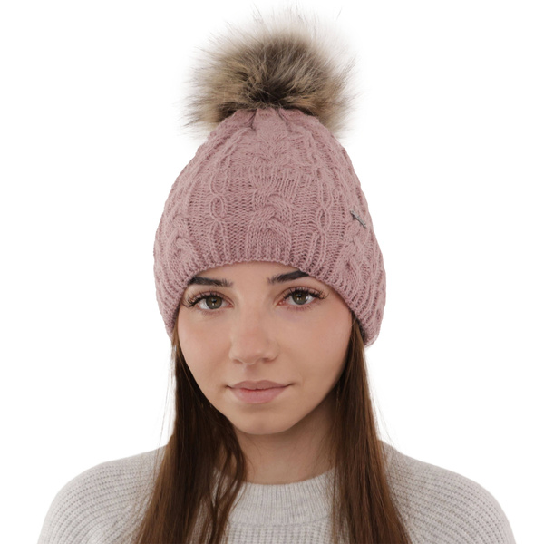 Wintermütze Damen mit Bommel Rosa Omega
