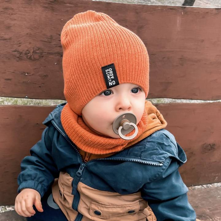 Herbst/ Frühjahrsset für Kinder: Mütze und Schlauchschal Blau Tunis