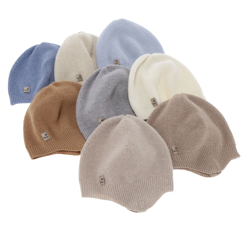 Herbst und Frühlingsmütze für Jungen, dunkelbeige, Merinowolle mit Kaschmir, zum Binden, Tono
