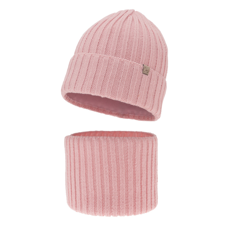 Winterset für Mädchen: Mütze und Schlauchschal in Rosa Mitti