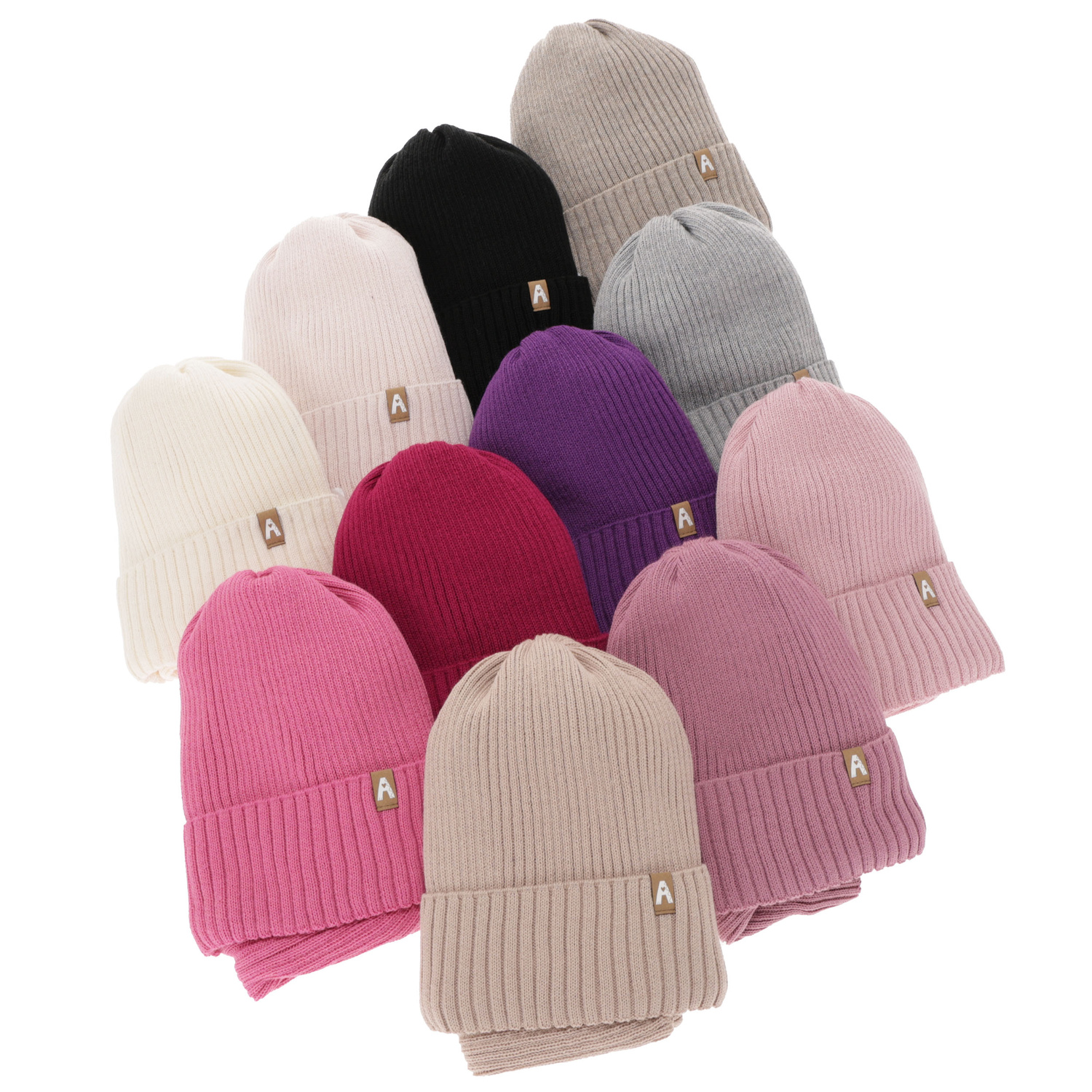 Winterset für Mädchen: Mütze und Schlauchschal aus Merinowolle in Rosa Peggy