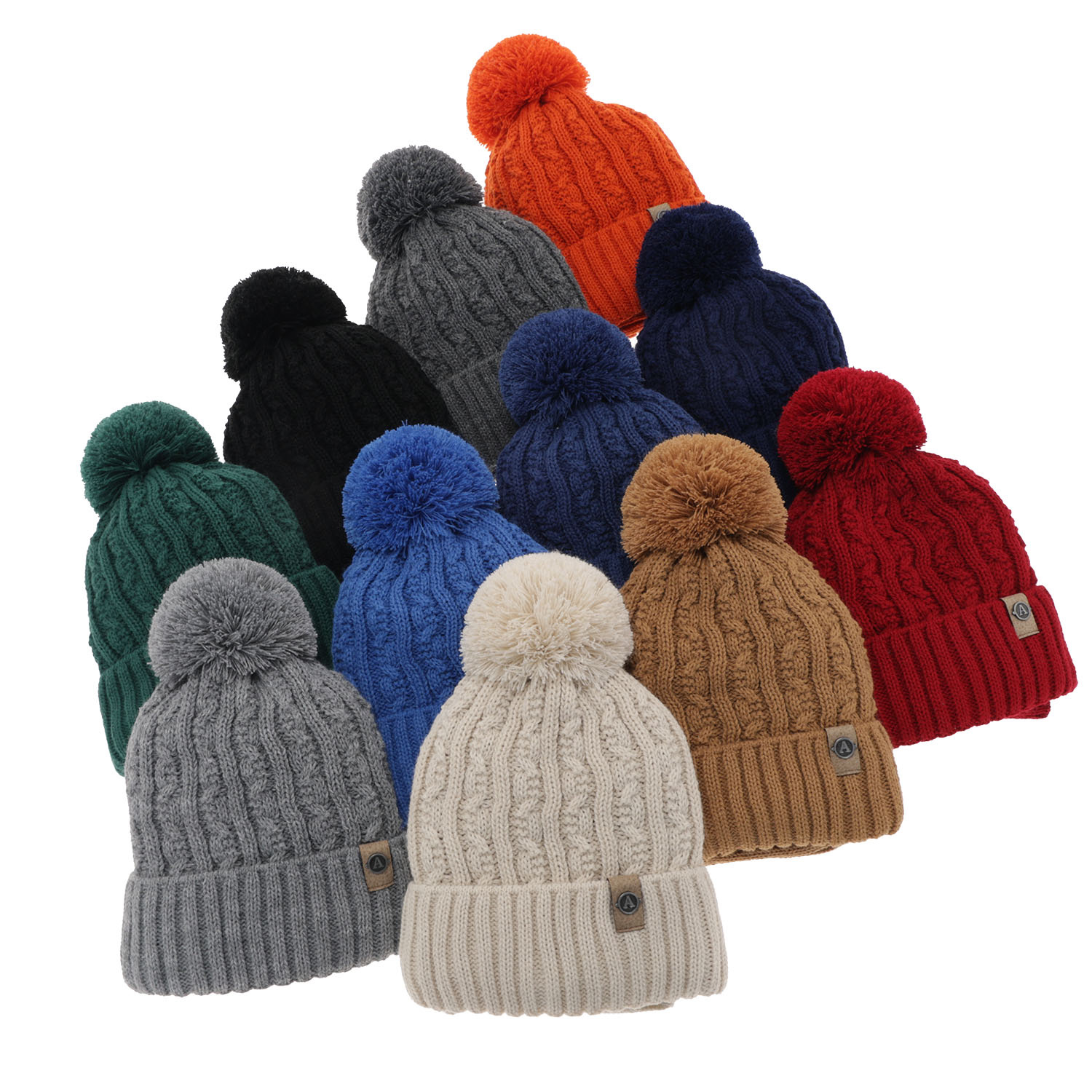 Winterset für Jungen: Mütze und Schlauchschal mit Bommel in Orange Almond